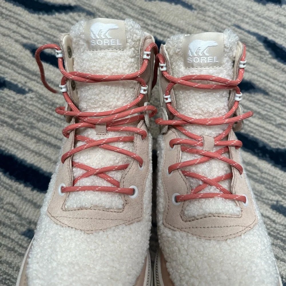 🆕 Sorel Brex Faux Shearling Waterproof Boot Nova Sand Sz 10 - Picture 3 of 7
